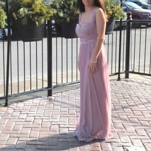 Romantic Bridesmaid Chiffon Maxi Dress Suede Rose Jenny‎ Yoo JY515 Size 2